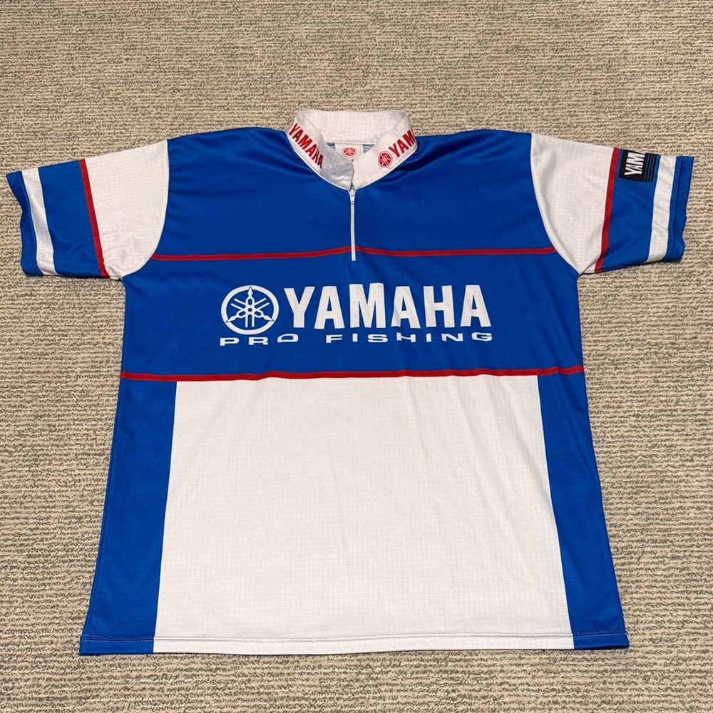 Yamaha Fishing Jersey/Shirt Blue and White Mens Small